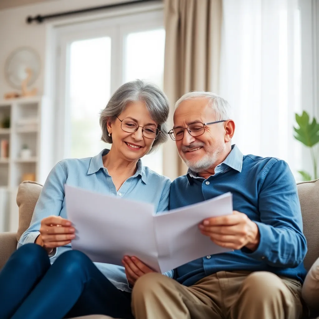 Senior couple reviewing their life insurance policy together